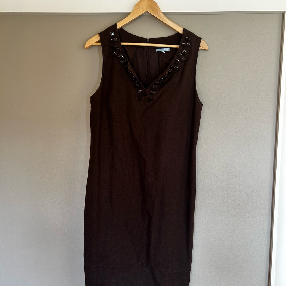 Denver Hayes - Lined Sleeveless DRESS with Built-in Bra - Size Medium - Brown